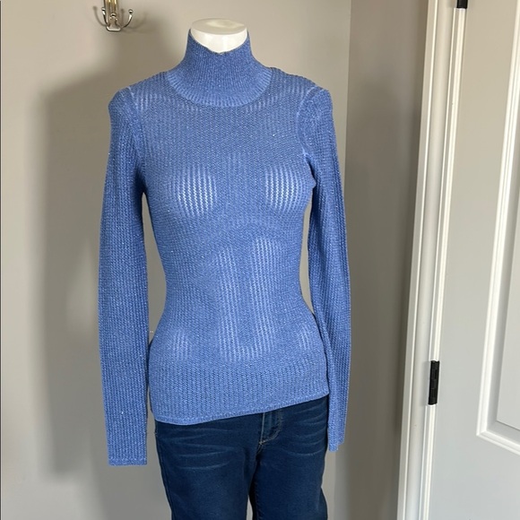 MUNTHE LIANDRA Turtleneck Sweater  Blue Ribbed Knit Long Sleeve Sz 34 US 2 - Picture 4 of 15